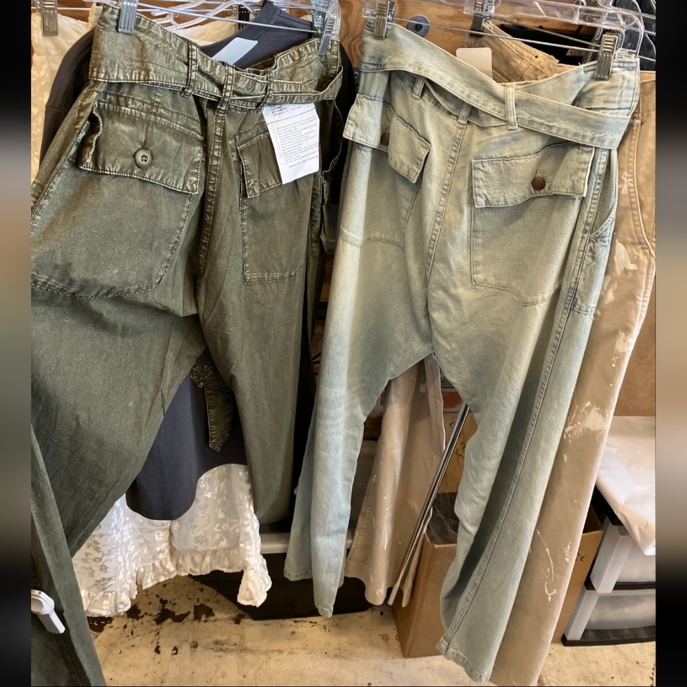 Light Wash R13 Denim Belted Vented Tie-Waist Utility Jeans - Picture 7 of 7